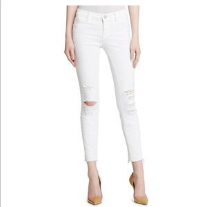 J Brand White Distressed Destroyed Stretch Skinny Jeans Denim Size 24